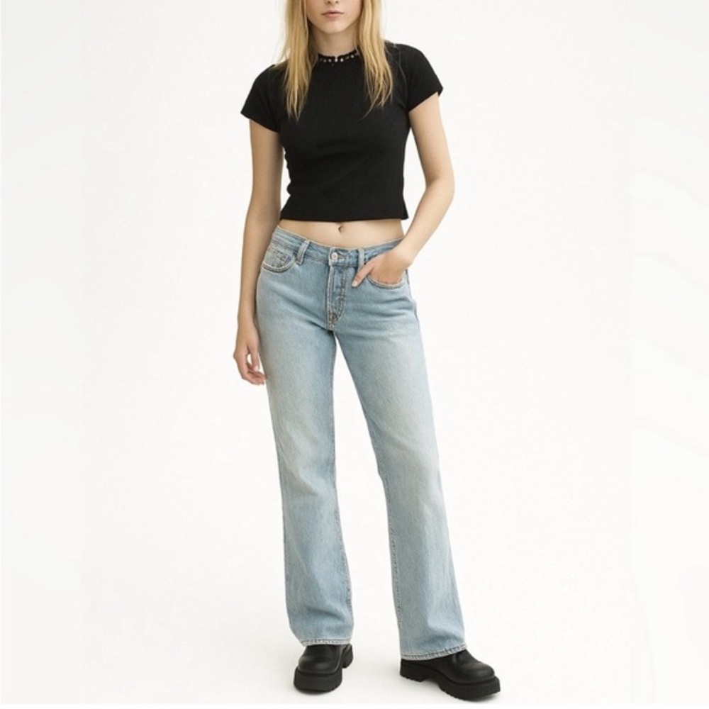 UNIF Light Wash Straight Leg Jeans 27 Relaxed Y2K Vintage Style‎